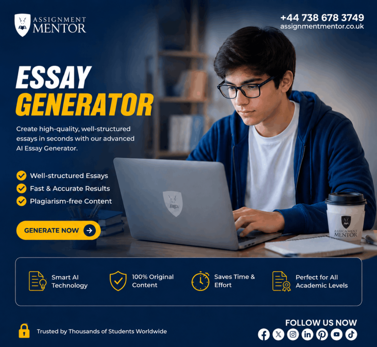 Assignment Mentor AI Essay Generator tool helping students create structured academic essays online